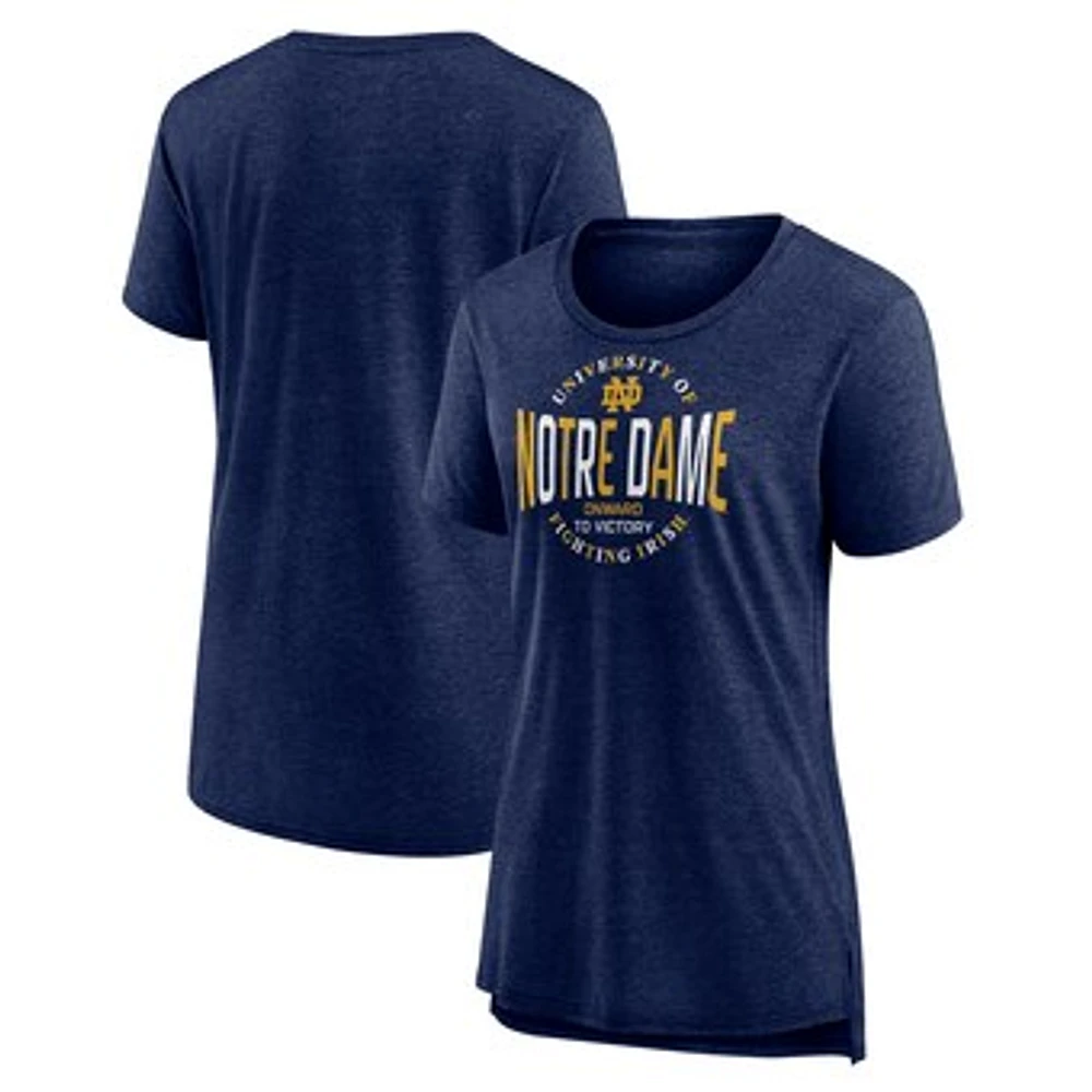 Women's Fanatics Navy Notre Dame Fighting Irish True Classics Break It Down Tri-Blend T-Shirt