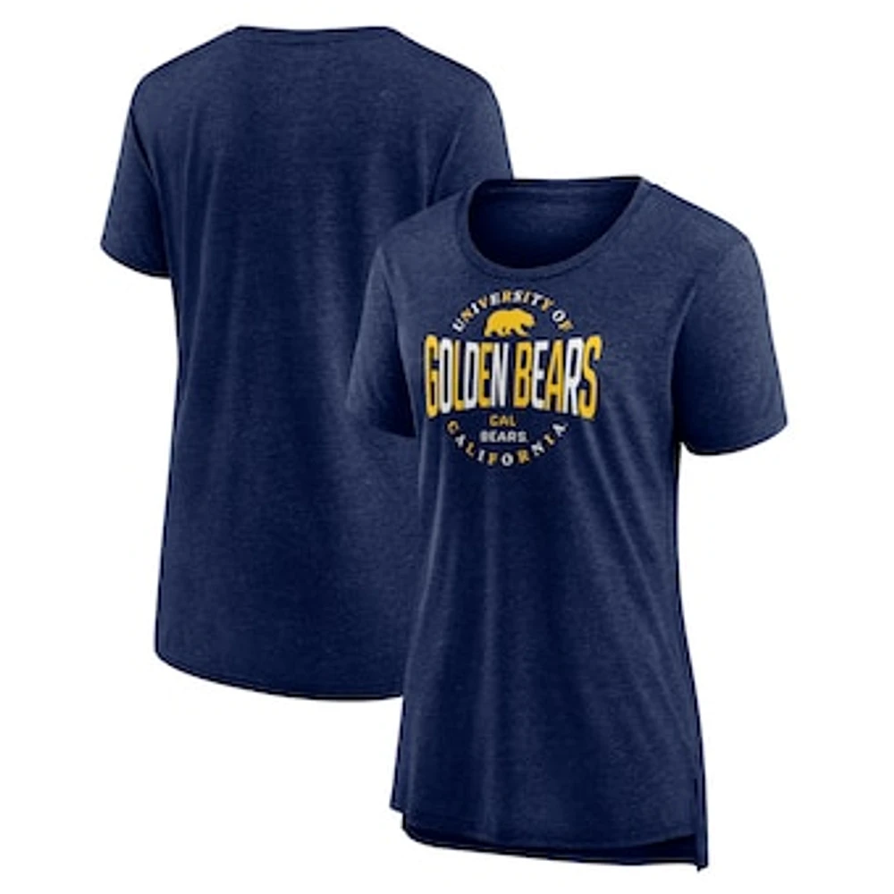 Women's Fanatics Navy Cal Bears True Classics Break It Down Tri-Blend T-Shirt