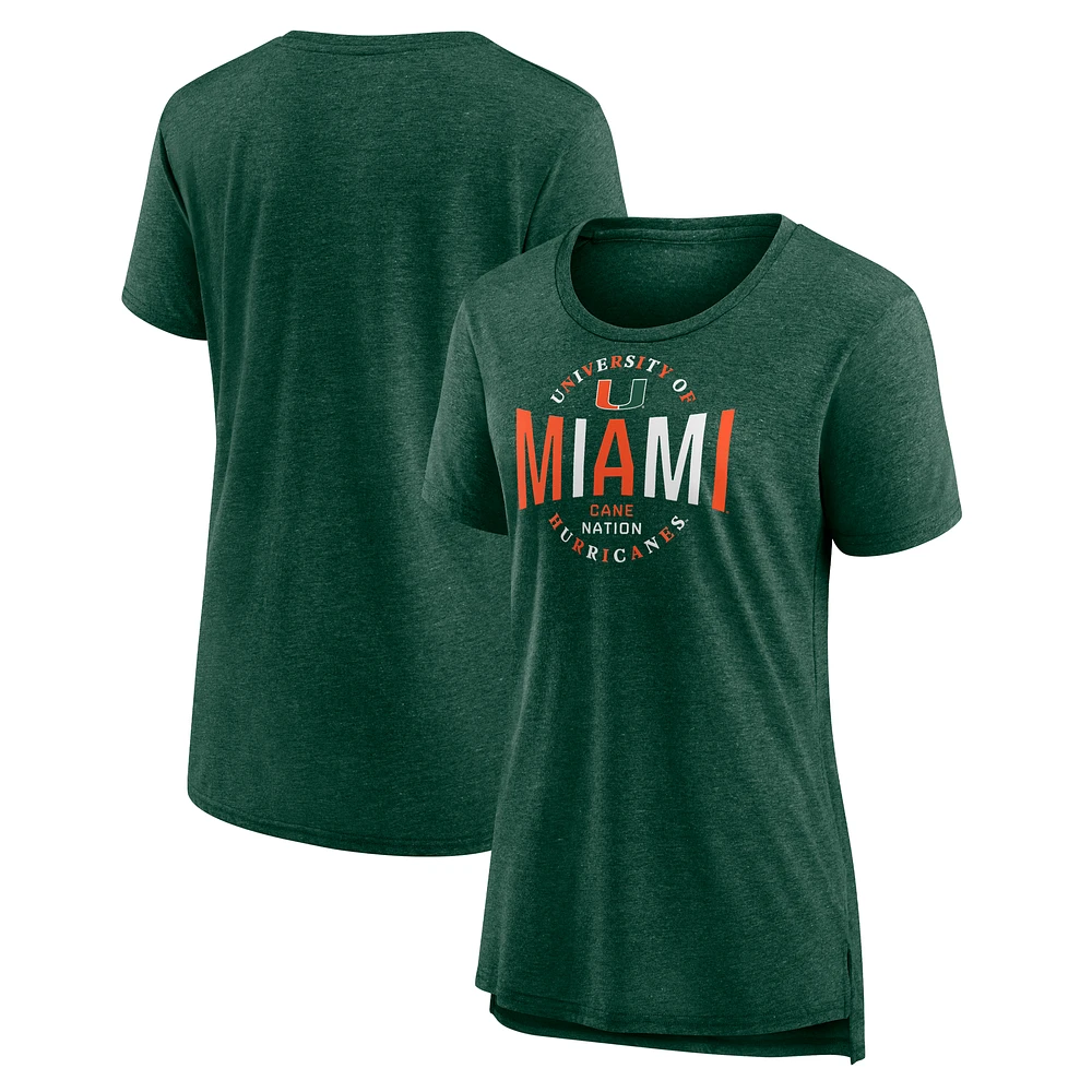 Women's Fanatics Green Miami Hurricanes True Classics Break It Down Tri-Blend T-Shirt