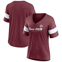 Women's Fanatics  Heather Maroon Texas A&M Aggies True Classics Give It All Fashion Tri-Blend V-Neck T-Shirt