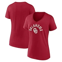 Women's Fanatics Crimson Oklahoma Sooners Team Logo V-Neck T-Shirt