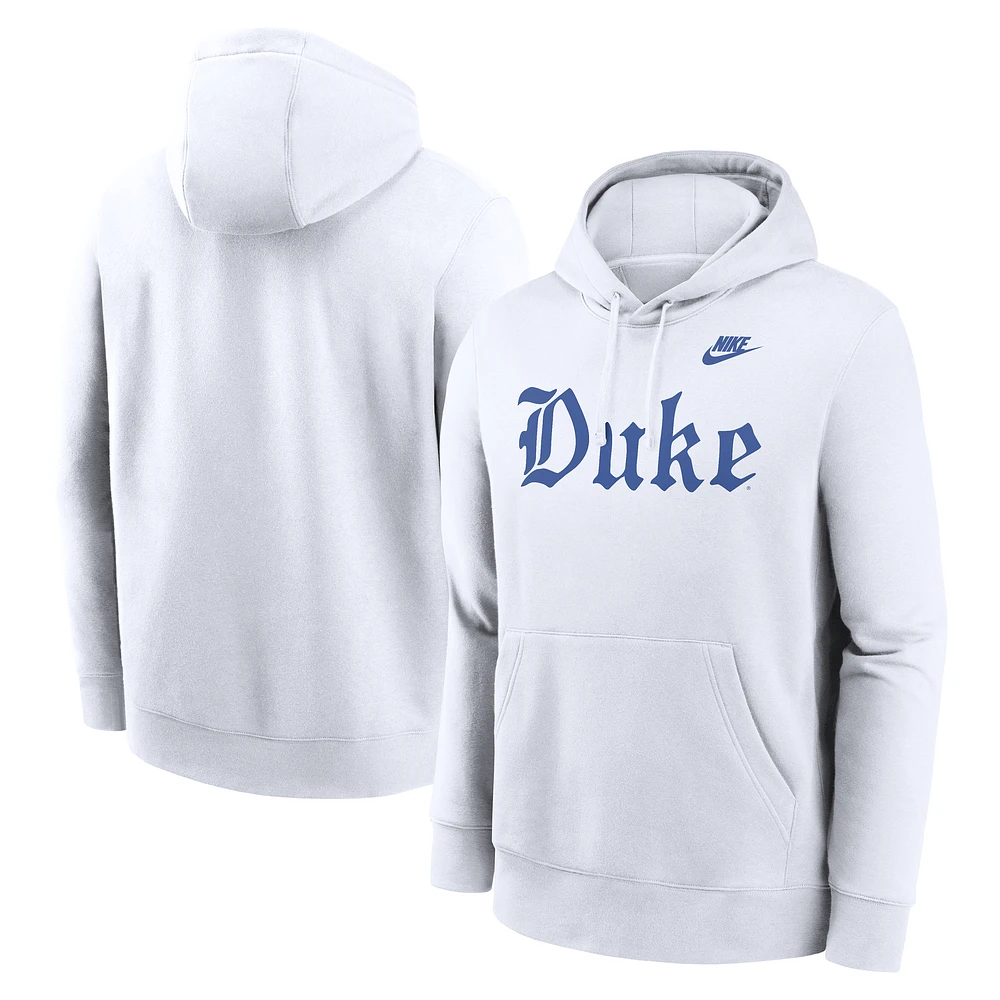 Men's Nike White Duke Blue Devils Old English Pullover Hoodie