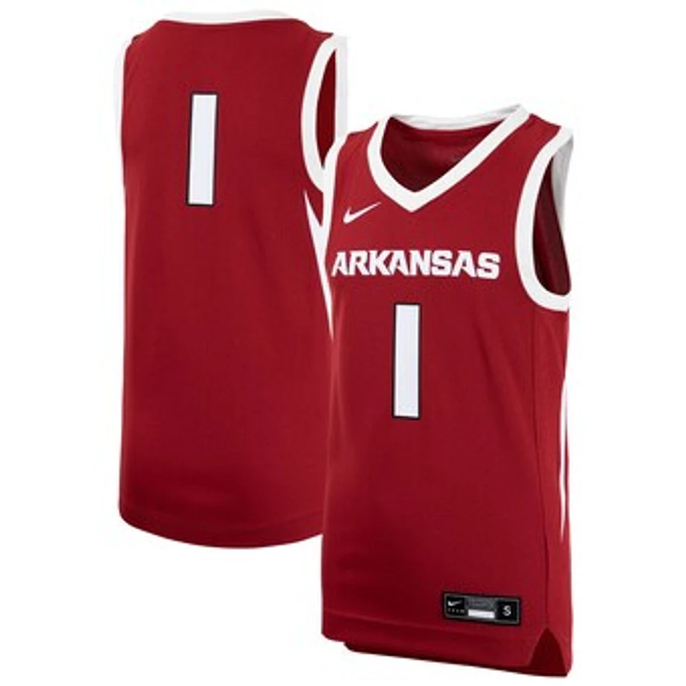 Youth Nike #1 Crimson Arkansas Razorbacks  Replica Basketball Jersey