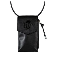 Black Ohio State Buckeyes Hybrid Leather Crossbody Cell Phone Wallet