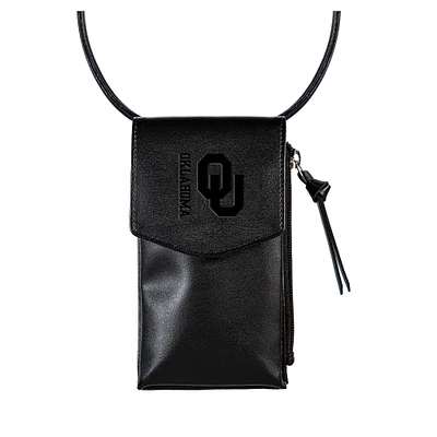 Black Oklahoma Sooners Hybrid Leather Crossbody Cell Phone Wallet