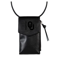 Black Oklahoma Sooners Hybrid Leather Crossbody Cell Phone Wallet