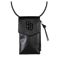 Black San Diego Padres Hybrid Leather Crossbody Cell Phone Wallet