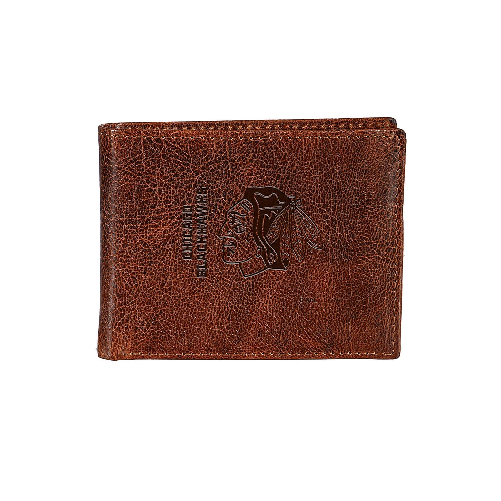 Chicago Blackhawks Bi-Fold Leather Passcase Wallet
