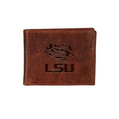 LSU Tigers Bi-Fold Leather Passcase Wallet