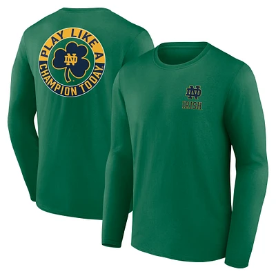 Men's Fanatics Green Notre Dame Fighting Irish Shamrock Two Hit Long Sleeve T-Shirt