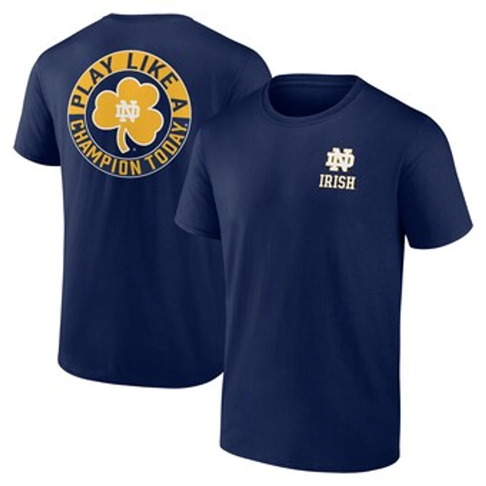 Men's Fanatics  Navy Notre Dame Fighting Irish Shamrock Two Hit T-Shirt