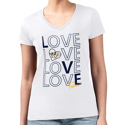 Women's G-III 4Her by Carl Banks White Nashville Predators Large Love Graphic V-Neck T-Shirt