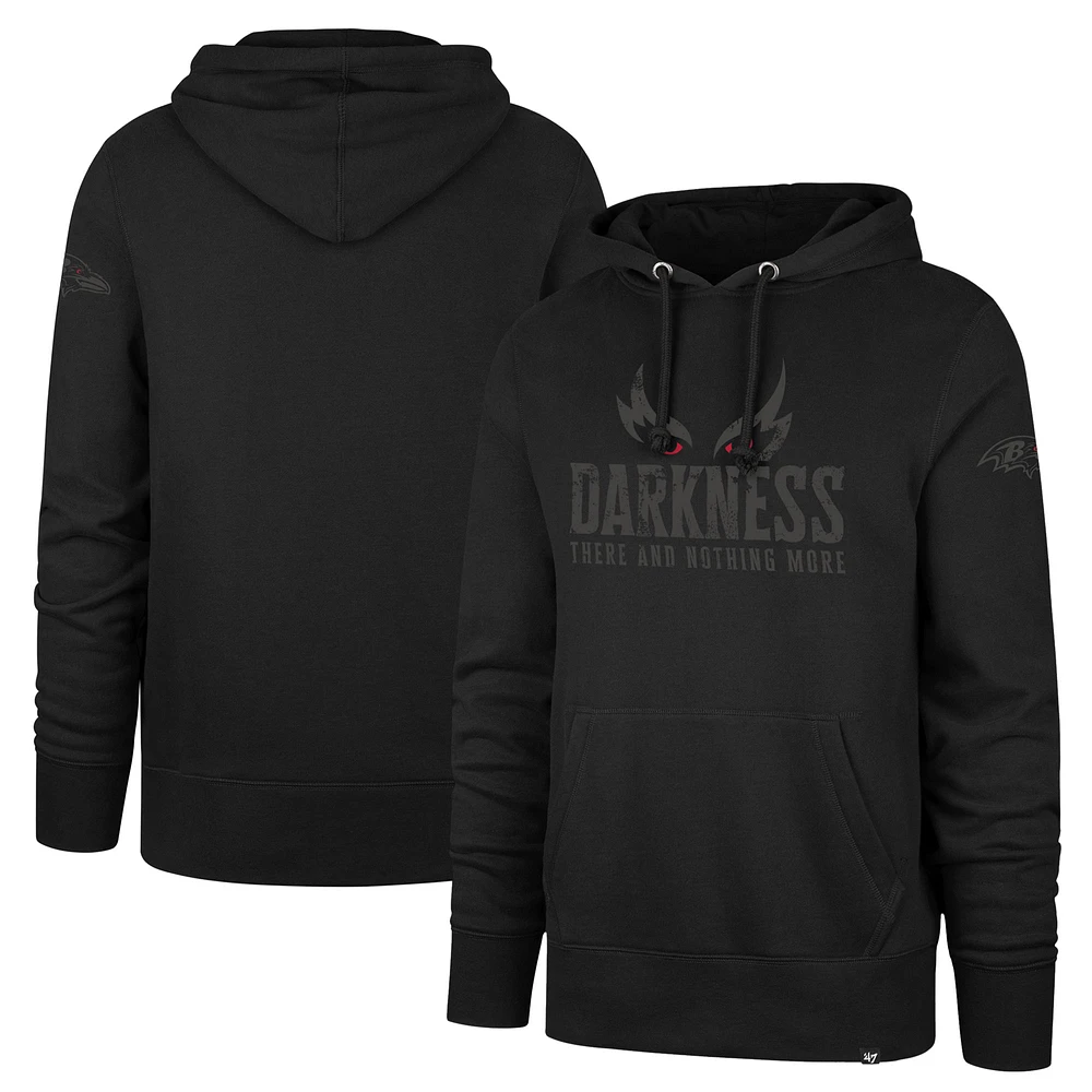 Men's '47 Black Baltimore Ravens Darkness Falls Pullover Hoodie