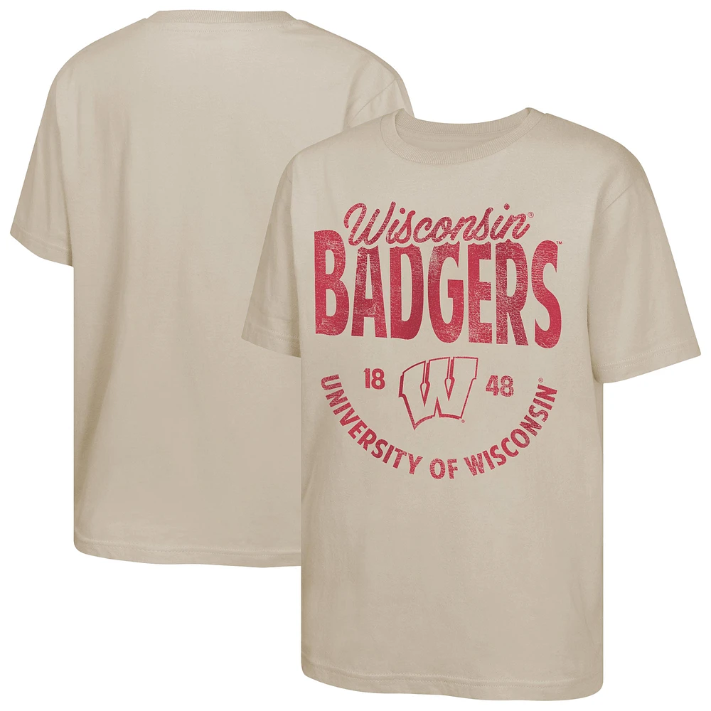 Youth Tan Wisconsin Badgers News Flash T-Shirt