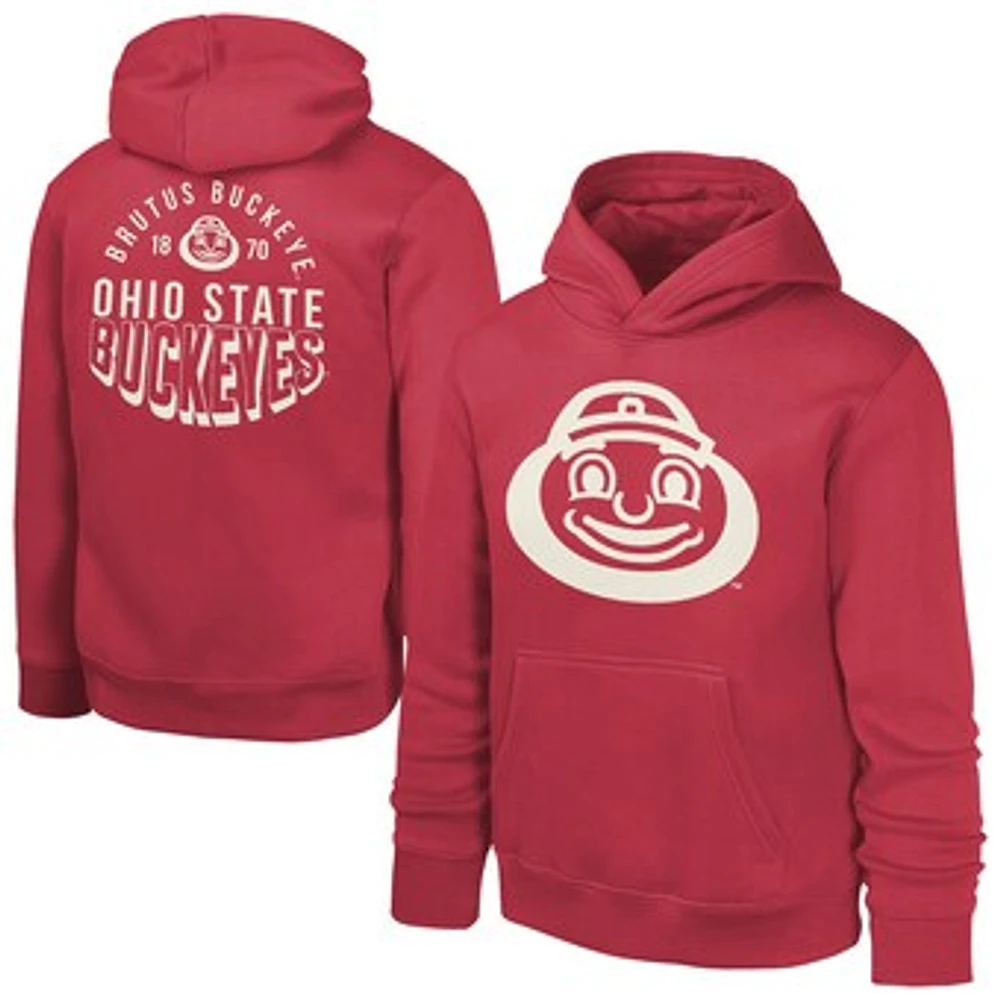 Youth Scarlet Ohio State Buckeyes Team Banner Fleece Pullover Hoodie