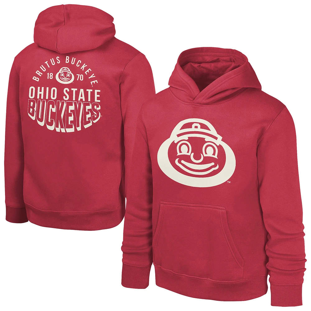 Youth Scarlet Ohio State Buckeyes Team Banner Fleece Pullover Hoodie