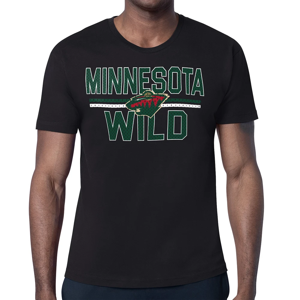 Men's Starter Black Minnesota Wild Mesh Look Team Name T-Shirt
