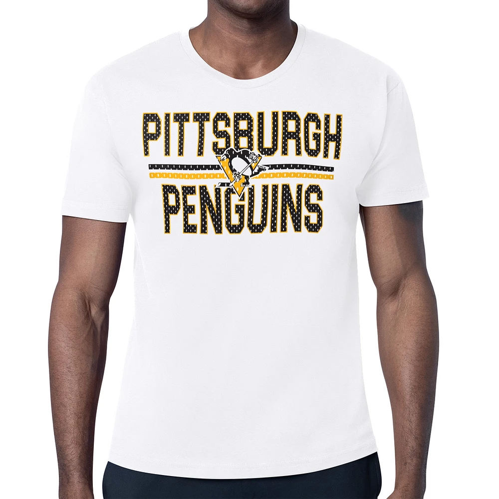Men's Starter White Pittsburgh Penguins Mesh Look Team Name T-Shirt