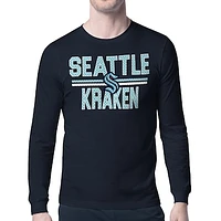 Men's Starter Deep Sea Blue Seattle Kraken Mesh Look Team Name Long Sleeve T-Shirt