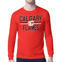 Men's Starter Red Calgary Flames Mesh Look Team Name Long Sleeve T-Shirt