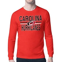Men's Starter Red Carolina Hurricanes Mesh Look Team Name Long Sleeve T-Shirt