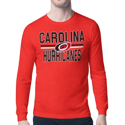 Men's Starter Red Carolina Hurricanes Mesh Look Team Name Long Sleeve T-Shirt
