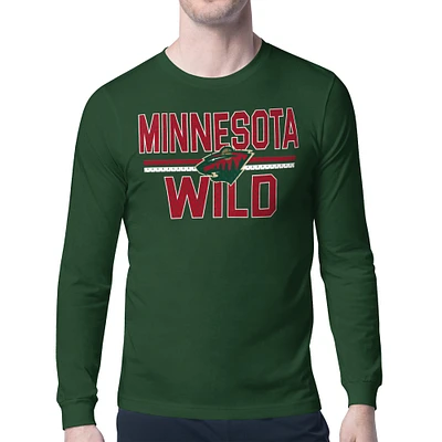 Men's Starter Green Minnesota Wild Mesh Look Team Name Long Sleeve T-Shirt