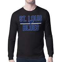 Men's Starter Black St. Louis Blues Mesh Look Team Name Long Sleeve T-Shirt