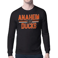 Men's Starter Black Anaheim Ducks Mesh Look Team Name Long Sleeve T-Shirt
