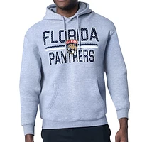 Men's Starter Heather Gray Florida Panthers Mesh Look Team Name Logo Tri-Blend Pullover Hoodie