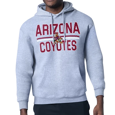 Men's Starter Heather Gray Arizona Coyotes Mesh Look Team Name Logo Tri-Blend Pullover Hoodie