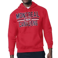 Men's Starter Red Montreal Canadiens Mesh Look Team Name Logo Tri-Blend Pullover Hoodie