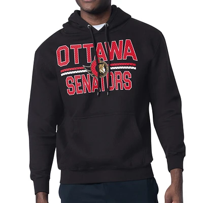 Men's Starter Black Ottawa Senators Mesh Look Team Name Logo Tri-Blend Pullover Hoodie