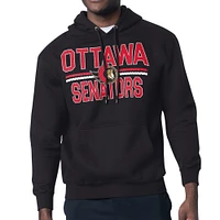 Men's Starter Black Ottawa Senators Mesh Look Team Name Logo Tri-Blend Pullover Hoodie