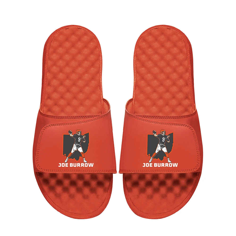 Youth ISlide Joe Burrow Orange NFLPA Player State Outline Slide Sandals
