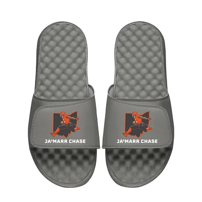 Youth ISlide Ja'Marr Chase Gray NFLPA Player State Outline Slide Sandals