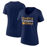 Women's Fanatics  Navy Notre Dame Fighting Irish Play Like a Champion Old English V-Neck T-Shirt