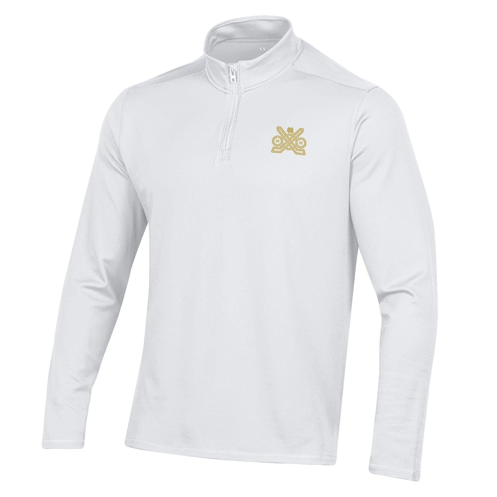 Men's Under Armour White Notre Dame Fighting Irish Ireland Motion Quarter-Zip Pullover Top