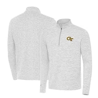 Men's Antigua Gray Georgia Tech Yellow Jackets Cause Quarter-Zip Top