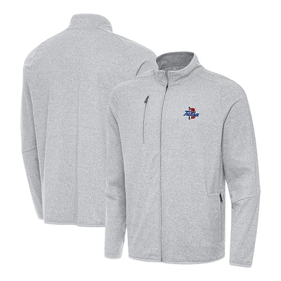Men's Antigua Heather Gray Tulsa Golden Hurricane Hold-Up Full-Zip Jacket