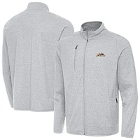 Men's Antigua Heather Gray Western Michigan Broncos Hold-Up Full-Zip Jacket