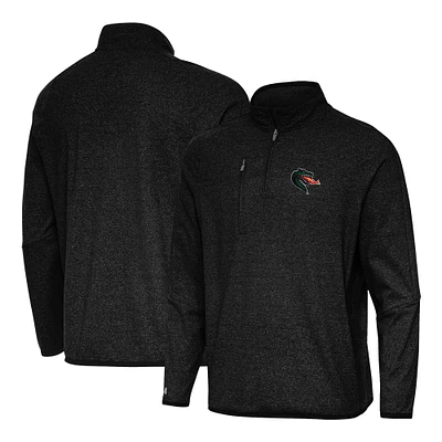 Men's Antigua Heather Black UAB Blazers Certain Tri-Blend Quarter-Zip Top