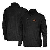 Men's Antigua Heather Black Minnesota Golden Gophers Certain Tri-Blend Quarter-Zip Top