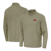 Men's Antigua Heather Olive Minnesota Golden Gophers Subtle Quarter-Zip Top