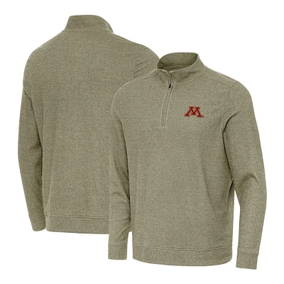 Men's Antigua Heather Olive Minnesota Golden Gophers Subtle Quarter-Zip Top
