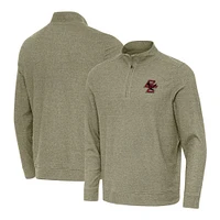 Men's Antigua Heather Olive Boston College Eagles Subtle Quarter-Zip Top