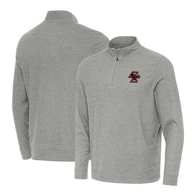 Men's Antigua Heather Gray Boston College Eagles Subtle Quarter-Zip Top