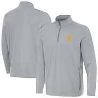 Men's Antigua Gray Wyoming Cowboys Perilous Quarter-Zip Pullover Top