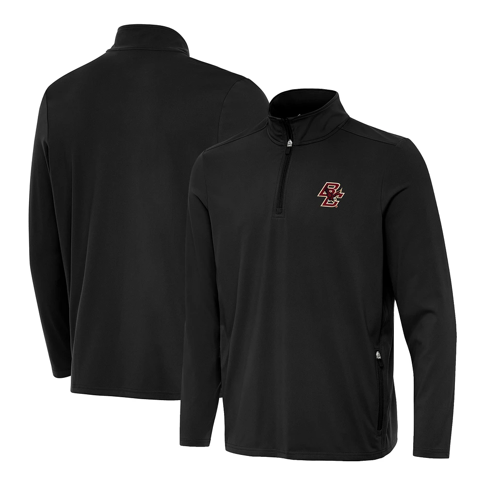 Men's Antigua Black Boston College Eagles Perilous Quarter-Zip Pullover Top