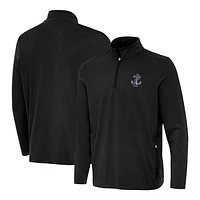Men's Antigua Black Navy Midshipmen Perilous Quarter-Zip Pullover Top